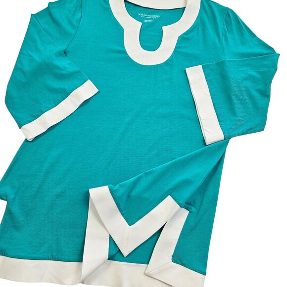 Soft Surroundings Women's Teal Tunic Top Size Petite Medium Excellent Condition - Picture 4 of 11